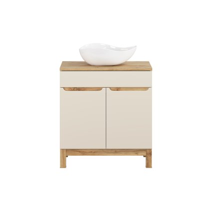 Koupelnová skříňka s deskovým umyvadlem SET-BAC B WOTAN 80 kašmír/dub wotan