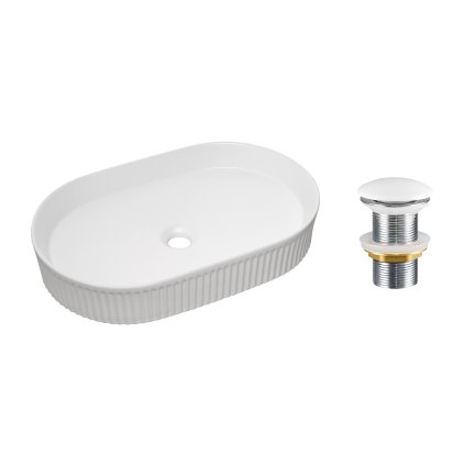 Keramické umyvadlo na desku Beyond 3 56x36 + výpusť Click-Clack, bílá