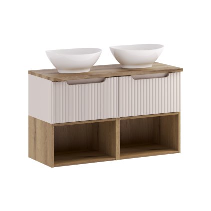 Koupelnová skříňka s deskovým umyvadlem set Nova Cashmere 100 kašmír/dub coast evoke