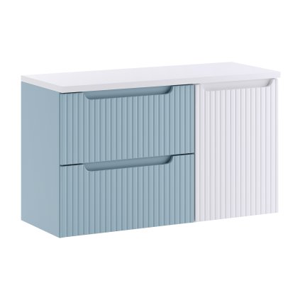 Koupelnová skříňka pod deskové umyvadlo s košem na prádlo Nova Denim/Nova White 100 denim/bílá