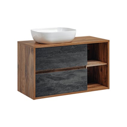 Koupelnová skříňka s deskovým umyvadlem set Hampton I. 100 dub hunton/šedý beton