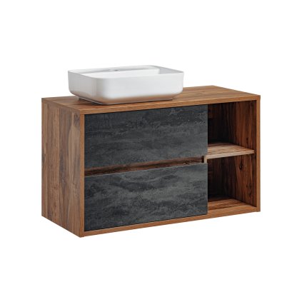 Koupelnová skříňka s deskovým umyvadlem set Hampton II. 100 dub hunton/šedý beton