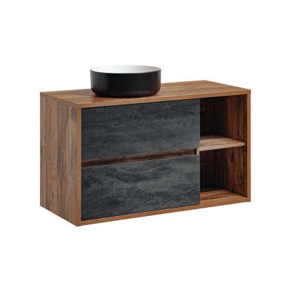 Koupelnová skříňka s deskovým umyvadlem set Hampton III. 100 dub hunton/šedý beton