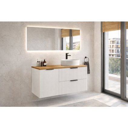 Koupelnová skříňka pod deskové umyvadlo s košem na prádlo Nova White 100 bílá