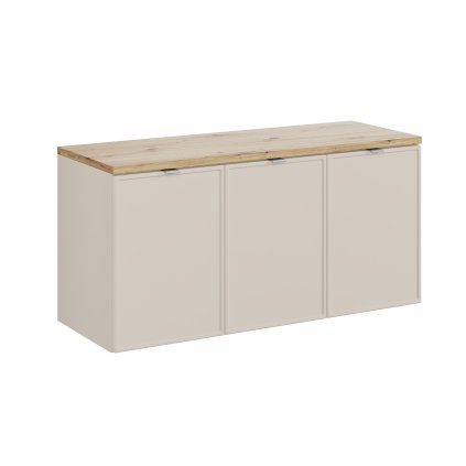 Koupelnová skříňka pod deskové umyvadlo set Bella Cashmere II. 120 kašmír/dub artisan