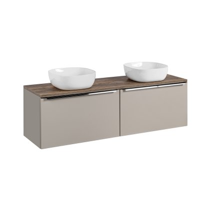 Koupelnová skříňka s deskovými umyvadly set Santa Fe Taupe 160 šedohnědá/dub santa fe