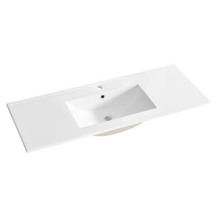 Nábytkové keramické umyvadlo UM-CFP LAVA 120 DP, 121x46 cm, bílá lesklá