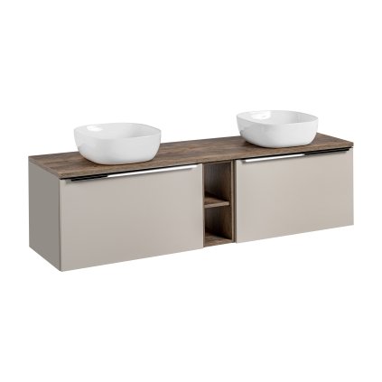 Koupelnová skříňka s deskovými umyvadly set Santa Fe Taupe 180 šedohnědá/dub santa fe