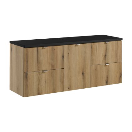 Koupelnová skříňka pod deskové umyvadlo set Nova Oak 140 dub coast evoke/černá