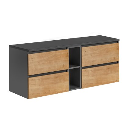 Koupelnová skříňka pod deskové umyvadlo set Monako Grey Oak 140 šedá/dub hamilton