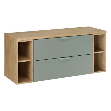 Koupelnová skříňka pod deskové umyvadlo set Aster Green 120 zelená/dub cremona