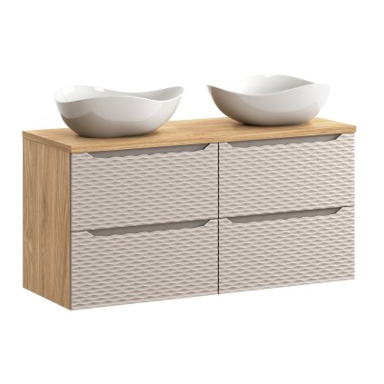 Koupelnová skříňka s deskovými umyvadly set Ocean Beige 120 béžová/dub olejovaný