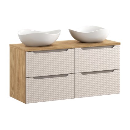 Koupelnová skříňka s deskovými umyvadly set Luxor Beige II. 120 béžová/dub olejovaný
