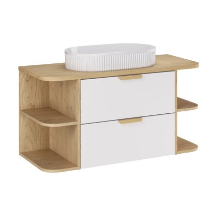 Koupelnová skříňka s deskovými umyvadly set Aster White 100 bílá/dub cremona