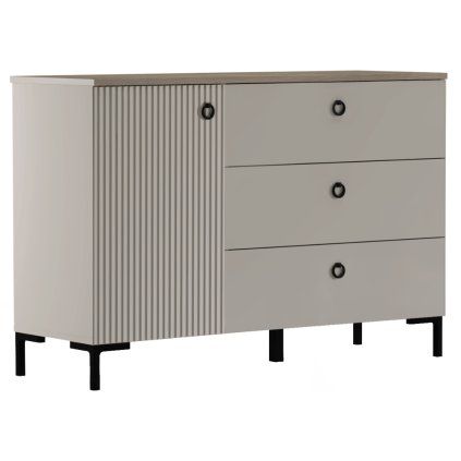 Komoda, šedohnědá Taupe/dub silverjack, DOMCA 1D3S