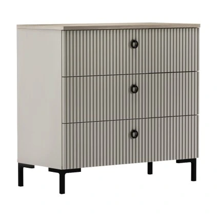 Komoda, šedohnědá Taupe/dub silverjack, DOMCA 3S