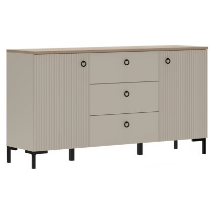 Komoda, šedohnědá Taupe/dub silverjack, DOMCA 2D3S