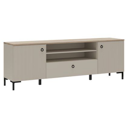 TV stolek, šedohnědá Taupe/dub silverjack, DOMCA 2D1S