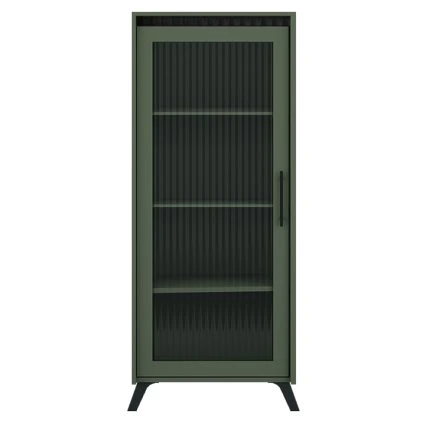 Vitrína, smoke zelená/černá, LONGY REG1W