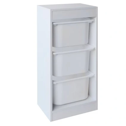 Regál s úložnými boxy, bílá, DUVAN