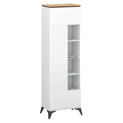 Vitrína, bílá/dub evoke, VELIS 1D