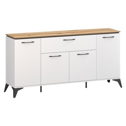 Komoda, bílá/dub evoke, VELIS 4D1S