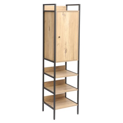 Regál se skříňkou, dub/černá, LORVA