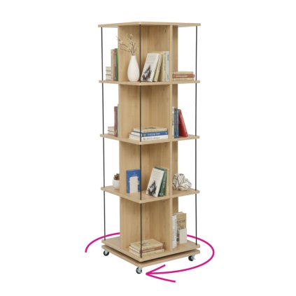 Otočný regál, dub/černá, POTOR