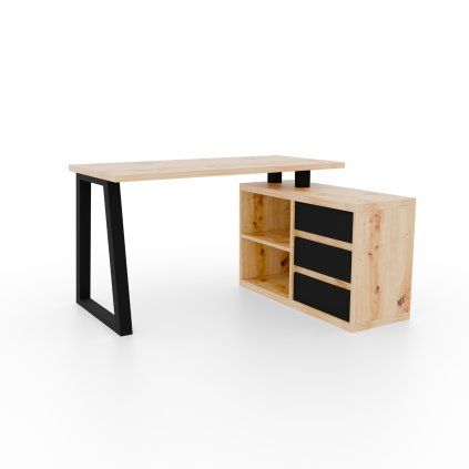 Rohový PC stůl IWO II ART-B, dub artisan/černá