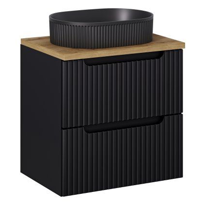 Koupelnová skříňka s deskovým umyvadlem Nova Black 60 černá/dub coast evoke