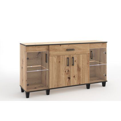Komoda POLA 03 ART 160, dub artisan/černá