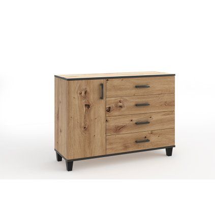 Komoda POLA 02 ART 160, dub artisan/černá