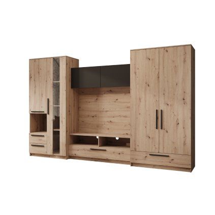 Obývací stěna MALE 320 AB, dub artisan/černá