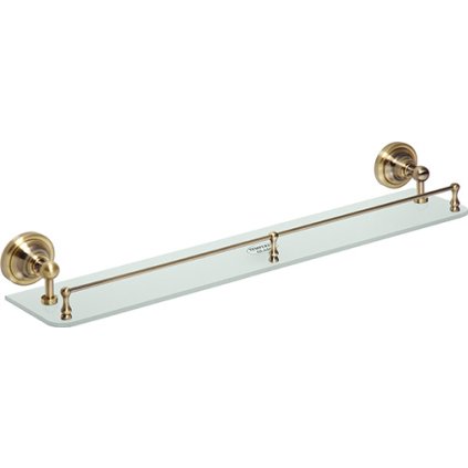RETRO bronz: Polička skleněná s hrazdou, 600 mm - 144102267