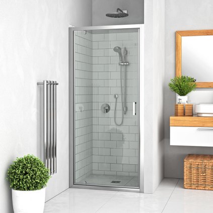 Jednokřídlé sprchové dveře LLDO1 pro instalaci do niky - bez vaničky