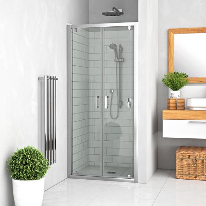Dvoukřídlé sprchové dveře LLDO2 pro instalaci do niky - bez vaničky