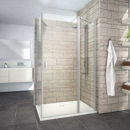 Čtvercový nebo obdélníkový sprchový kout LYE4+LYSW1S, brillant - bez vaničky