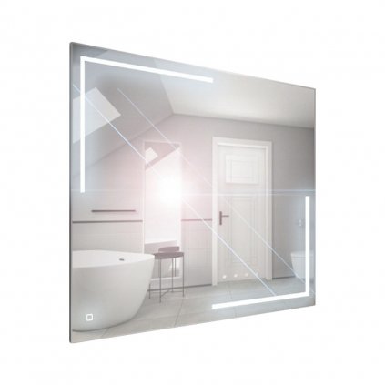 Zrcadlo závěsné s pískovaným motivem a LED osvětlením Nikoletta LED 3