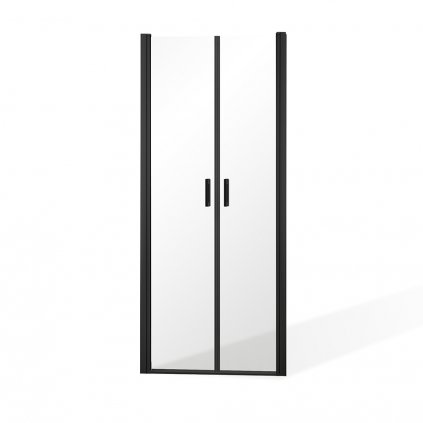 Dvoukřídlé sprchové dveře BADEN BLACK II pro instalaci do niky - bez vaničky