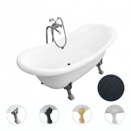 Volně stojící vana ze sanitárního kompozitu Amelia Glam G 190x77 s přepadem