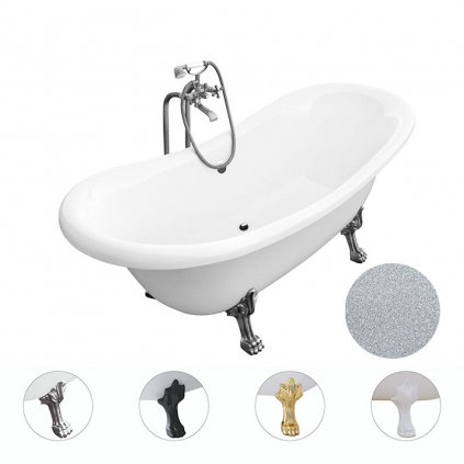 Volně stojící vana ze sanitárního kompozitu Amelia Glam S 190x77 s přepadem