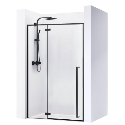 Jednokřídlé sprchové dveře REA FARGO pro instalaci do niky 110 cm, černé