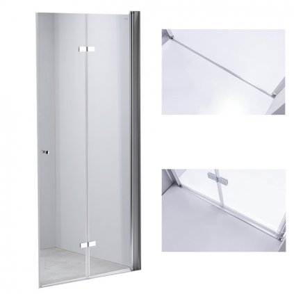 Zalamovací otočné sprchové dveře HYD-JSD01 120 chrom/transparent pro instalaci do niky