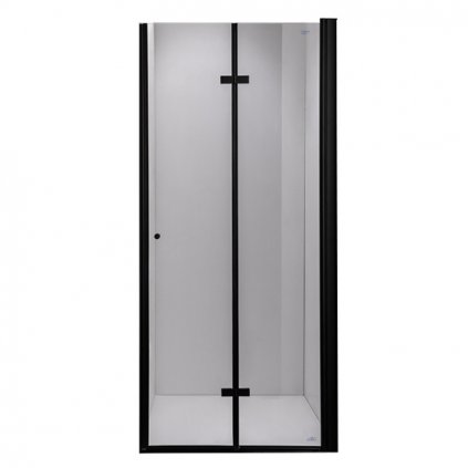 Zalamovací otočné sprchové dveře HYD-JSD01 110 černá/transparent pro instalaci do niky