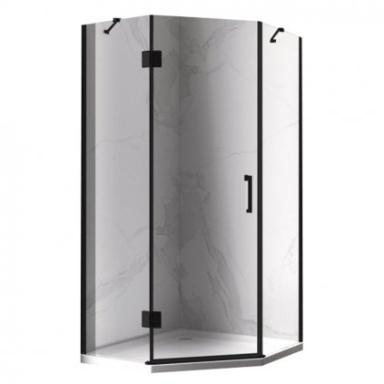 Pětiúhelníkový sprchový kout HYD-PK10A 80x80 černá/transparent - bez vaničky