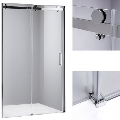Posuvné sprchové dveře HYD-PD03 120 chrom/transparent pro instalaci do niky