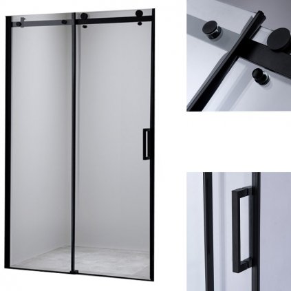 Posuvné sprchové dveře HYD-PD03 100 černá/transparent pro instalaci do niky
