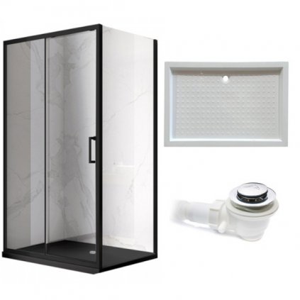 Obdélníkový sprchový kout HYD-OK103B 110x80 černý/transparent + vanička HYD-OSV-SXL03D bílá