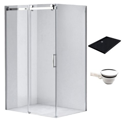 Obdélníkový sprchový kout HYD-OK202B 110x90 chrom/transparent + vanička HYD-OSV-ST04B černá
