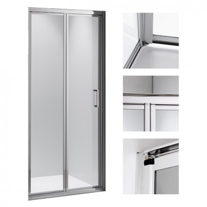 Zalamovací posuvné sprchové dveře HYD-DN09D 110 chrom/transparent pro instalaci do niky